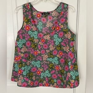 Handmade Hands of Gold Cottagecore Vintage Floral Print Sleeveless Top Size M/L